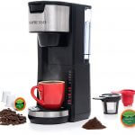 Mixpresso Single Serve 2 in 1 Coffee Brewer K-Cup Pods Compatible & Ground Coffee,Compact Coffee Maker Single Serve With 30 oz Detachable Reservoir, 5 Brew Size and Adjustable Drip Tray (Black)