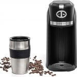 Mixpresso Grind & Brew Automatic Personal Coffee Maker, Automatic Single Serve Coffee Maker with Grinder Built-In and 14oz Travel Mug, Travel Coffee Maker