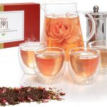 Mixpresso 5 Piece Glass Tea Pot Set, Kettle with Removable Infuser, Clear Glass Teapot 33oz With 4 Double Wall Cups 2.7oz, With Assorted Variety Of loose Leaf Tea Box Set, Earl Grey Tea, Oolong Tea.