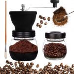 Mixpresso Manual Coffee Grinder Set With Conical Ceramic Burr Two Glass Jars And Soft Brush, Manual Coffee Bean Grinder & Spice Grinder