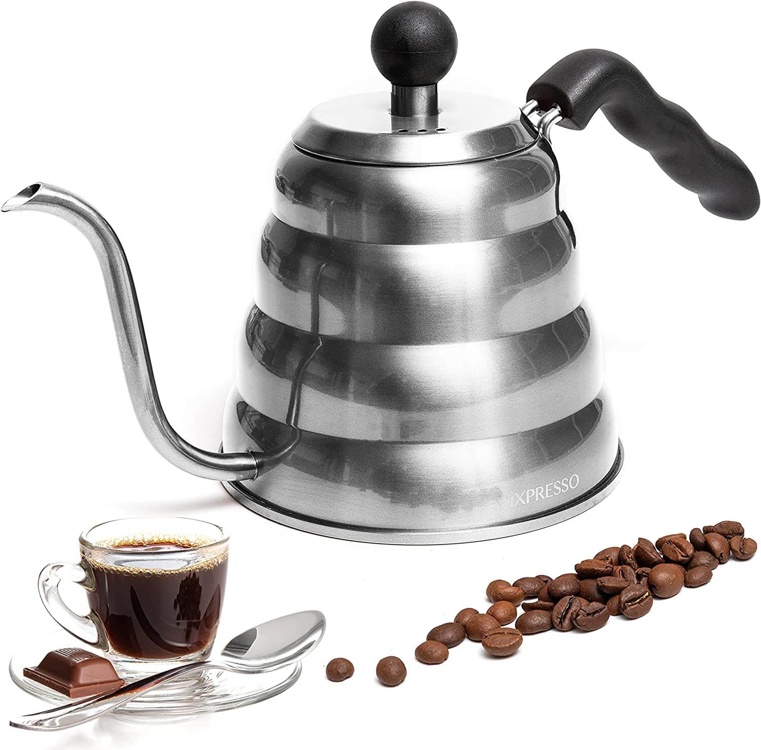 Purchased product: Mixpresso Gooseneck Pour Over Coffee Kettle, Barista Pour Control Design, Ideal for Coffee and Tea, High-Grade Stainless Steel 1.2 Liter 40 Oz, Induction Cooker Stovetop Kettle Stainless Steel