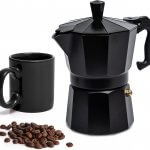 Mixpresso Aluminum Moka Stove Coffee Maker With A Mug, Classic Italian Coffee Maker, Espresso Greca Coffee Maker