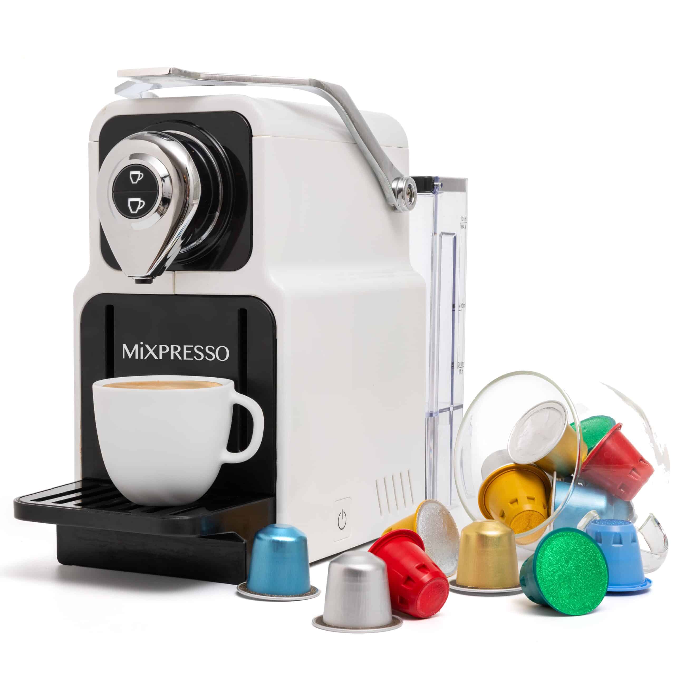 Mixpresso Espresso Machine for Nespresso Compatible Capsule, Single Serve Coffee Maker Programmable Espresso Pods, Premium Italian 19 Bar High Pressure Pump 23oz (White) - Mixpresso