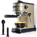 Mixpresso Espresso Maker, 15 Bar Espresso Machine With Milk Frother, Fast Heating Automatic Espresso Machine, Steam Wand For Latte and Cappuccino 37 Oz Removable Water Tank, 1450W Coffee Maker (Gold)