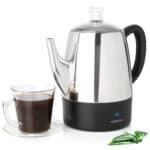 Mixpresso Electric Percolator Coffee Pot | Stainless Steel Coffee Maker | Percolator Electric Pot - 4 Cups Stainless Steel Percolator With Coffee Basket
