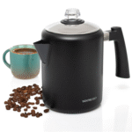 Mixpresso Black Stainless Steel Coffee Percolator Stovetop, 37oz Classic Percolator Coffee Pot, Excellent For Camping Pot, 5-8 Cup Stove Top Coffee Maker, Cool-Touch Handle