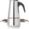 Mixpresso 9 Cup Greca Stovetop Espresso Maker 450ml/15oz, Moka Pot with Coffee Percolator Design, Stainless Steel Stove Top Coffee Maker for Camping or Home Use, Italian Coffee Maker Stovetop