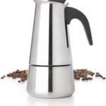 Mixpresso 9 Cup Greca Stovetop Espresso Maker 450ml/15oz, Moka Pot with Coffee Percolator Design, Stainless Steel Stove Top Coffee Maker for Camping or Home Use, Italian Coffee Maker Stovetop
